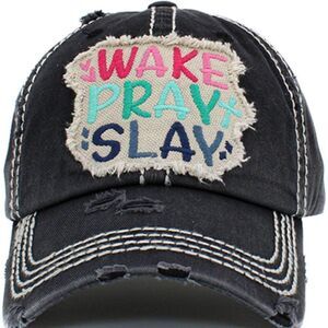 2/$30 Ladies Black Wake Pray Slay Baseball Hat